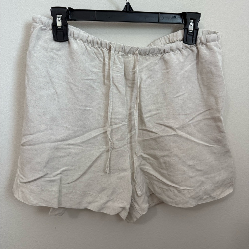 Women's Lightweight Drawstring Linen-Blend Shorts - Cream